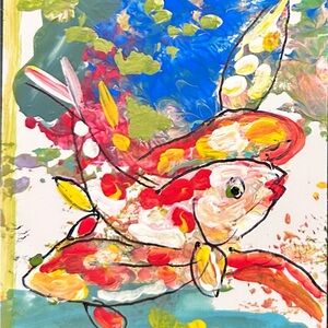 2.5x3.5 inches ACEO card. Vibrant Fish Art with Bold Colors